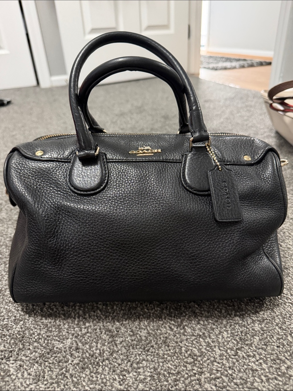 Coach Black Pebbled Leather Satchel with Gold Hardware
